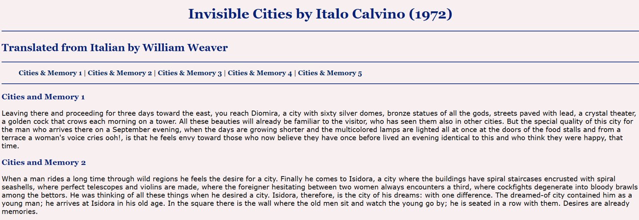 this is an image of weeks two's Italo Calvino website.